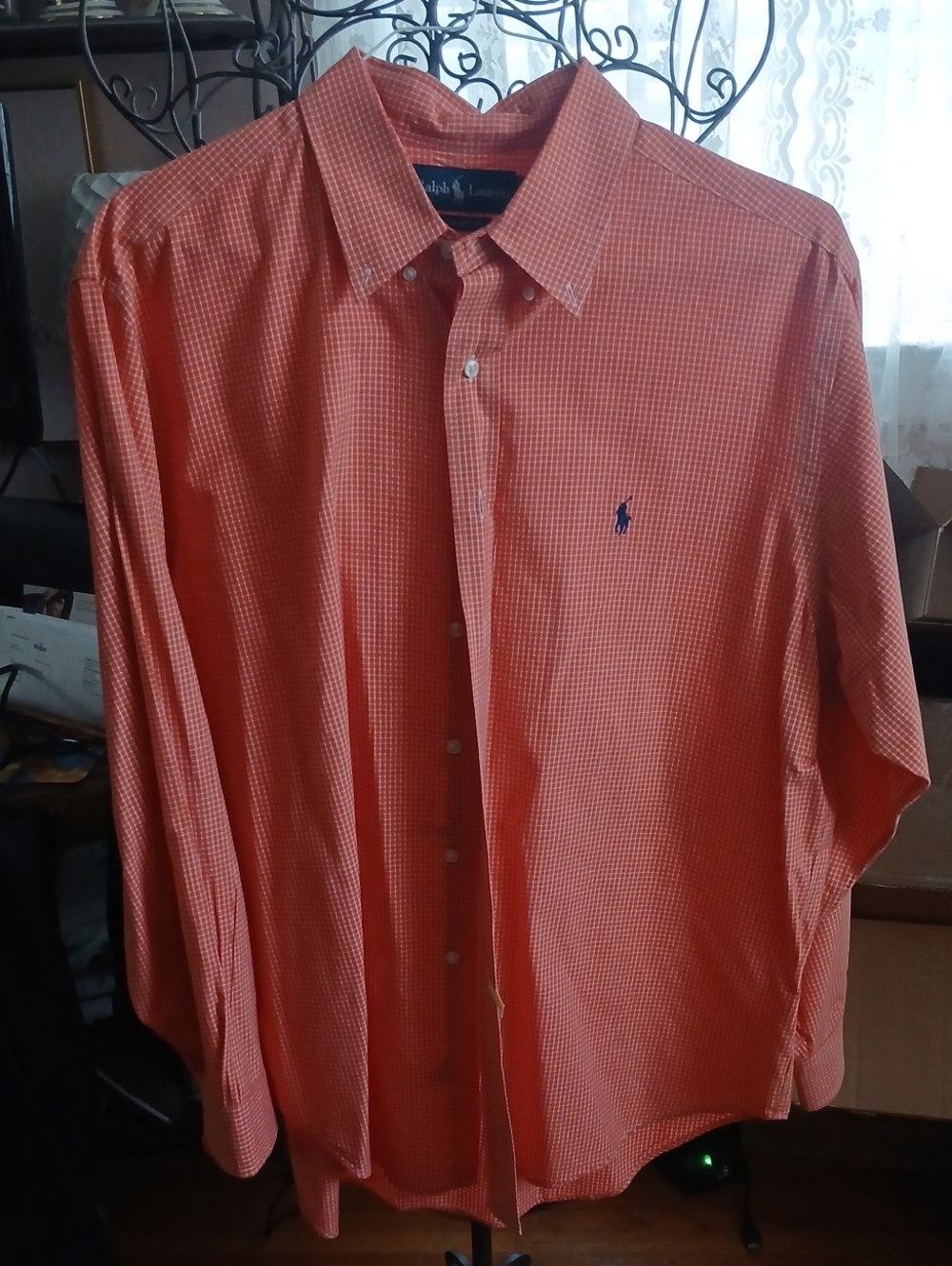 Ralph Lauren Men's Coral Check Button-Down Dress Shirt